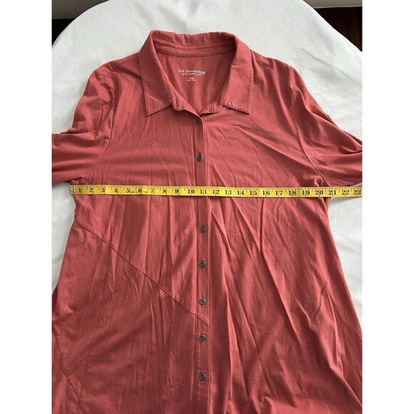 Soft Surroundings Button Front Tunic Blouse Womens Size XL Coral Boho Casual - Picture 6 of 8
